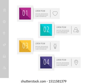 Vector modern infographic flat template label for four diagrams, graph, presentation. Business concept with 4 options, rectangles. Blank space for content, step for step, timeline, workflow, banner