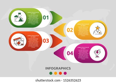 Vector modern infographic flat template circle 3D label for four diagrams, graph, presentation. Business concept with 4 options. Blank space for content, step for step, timeline, workflow, web, banner