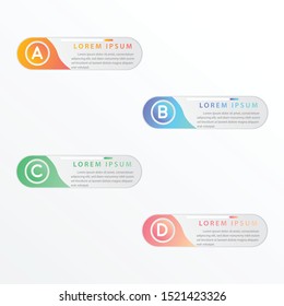 Vector modern infographic with four steps for presentation. Business infographic template with options for brochure, workflow layout, diagram, business step options, banner, and web design.