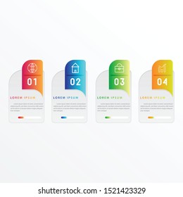 Vector modern infographic with four steps for presentation. Business infographic template with options for brochure, workflow layout, diagram, business step options, banner, and web design.