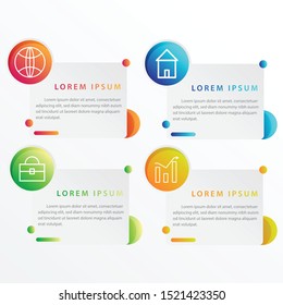 Vector modern infographic with four steps for presentation. Business infographic template with options for brochure, workflow layout, diagram, business step options, banner, and web design.