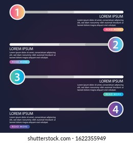 Vector modern infographic with four steps for presentation. Business infographic template with options for brochure, workflow layout, diagram, business step options, banner, and web design.
