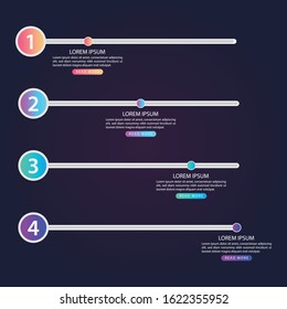 Vector modern infographic with four steps for presentation. Business infographic template with options for brochure, workflow layout, diagram, business step options, banner, and web design.