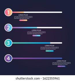 Vector modern infographic with four steps for presentation. Business infographic template with options for brochure, workflow layout, diagram, business step options, banner, and web design.