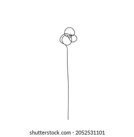 Vector moderno de la flor de doodle dibujada a mano aislada. Patrón de flor dibujado por una línea sobre un fondo blanco.