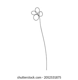 Vector modern of isolated hand drawn doodle flower. Pattern of flower drawn by one line on a white background.