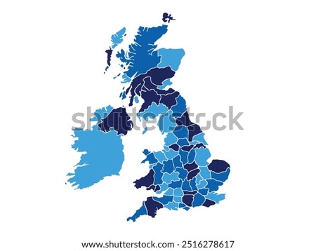 Vector modern isolated illustration. Simplified administrative map of United Kingdom.