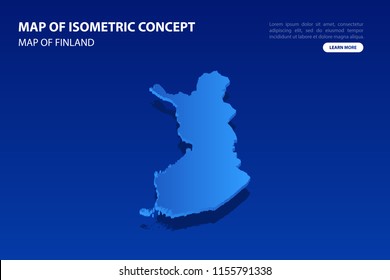 Vector modern isometric concept greeting Card map of Finland on blue background illustration eps 10.