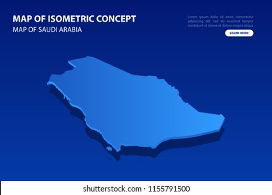 Vector modern isometric concept greeting Card map of Saudi Arabia on blue background illustration eps 10.