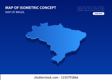 Vector modern isometric concept greeting Card map of Brazil on blue background illustration eps 10.