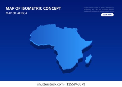 Vector modern isometric concept greeting Card map of Africa on blue background illustration eps 10.