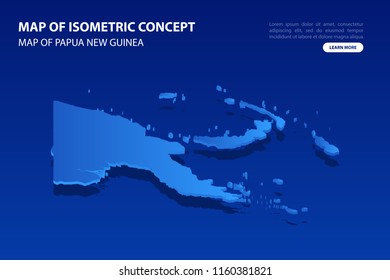 Vector modern isometric concept greeting Card map of Papua New Guinea on blue background illustration eps 10.