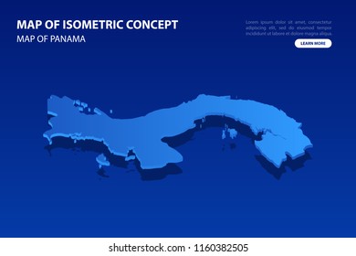 Vector modern isometric concept greeting Card map of Panama on blue background illustration eps 10.