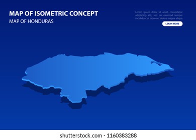 Vector modern isometric concept greeting Card map of Honduras on blue background illustration eps 10.