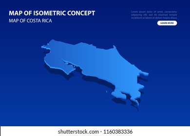 Vector modern isometric concept greeting Card map of Costa Rica on blue background illustration eps 10.