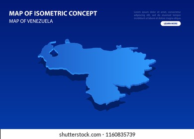 Vector modern isometric concept greeting Card map of Venezuela on blue background illustration eps 10.