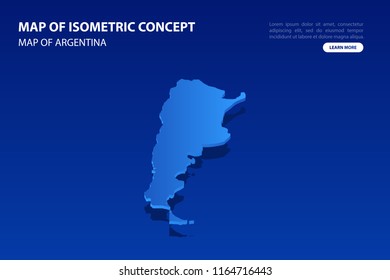 Vector modern isometric concept greeting Card map of Argentina on blue background illustration eps 10.