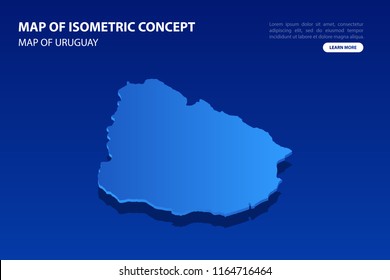 Vector modern isometric concept greeting Card map of Uruguay on blue background illustration eps 10.