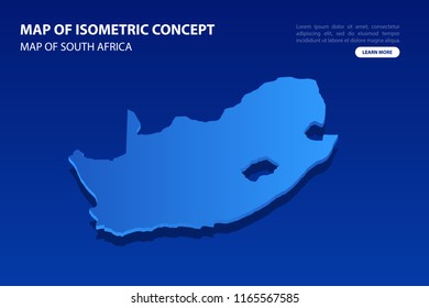 Vector modern isometric concept greeting Card map of South Africa on blue background illustration eps 10.