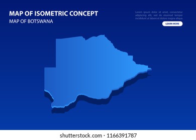 Vector modern isometric concept greeting Card map of Botswana on blue background illustration eps 10.