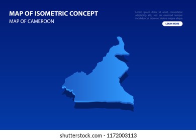 Vector modern isometric concept greeting Card map of Cameroon on blue background illustration eps 10.