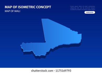 Vector modern isometric concept greeting Card map of Mali on blue background illustration eps 10.