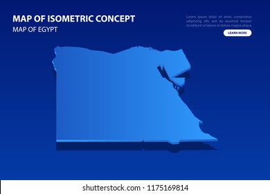 Vector modern isometric concept greeting Card map of Egypt on blue background illustration eps 10.