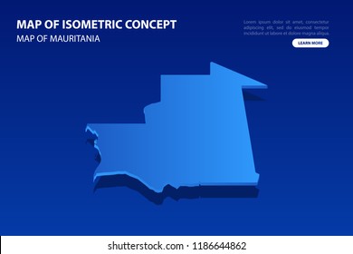 Vector modern isometric concept greeting Card map of Mauritania on blue background illustration eps 10.