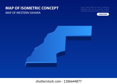 Vector modern isometric concept greeting Card map of Western Sahara on blue background illustration eps 10.