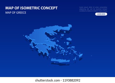 Vector modern isometric concept greeting Card map of Greece on blue background illustration eps 10.