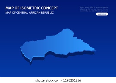 Vector modern isometric concept greeting Card map of Central African Republic on blue background illustration eps 10.