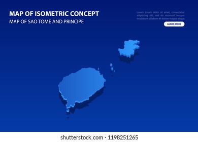 Vector modern isometric concept greeting Card map of Sao Tome and Principe on blue background illustration eps 10.