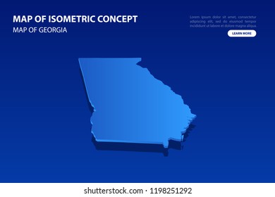 Vector modern isometric concept greeting Card map of Georgia on blue background illustration eps 10.