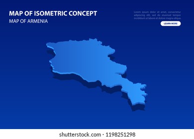 Vector modern isometric concept greeting Card map of Armenia on blue background illustration eps 10.
