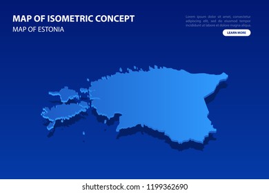 Vector modern isometric concept greeting Card map of Estonia on blue background illustration eps 10.