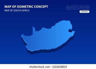 Vector modern isometric concept greeting Card map of South Africa on blue background illustration eps 10.