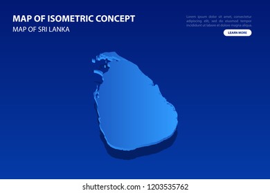 Vector modern isometric concept greeting Card map of Sri Lanka on blue background illustration eps 10.