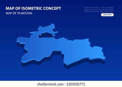 Vector modern isometric concept greeting Card map of Tajikistan on blue background illustration eps 10.