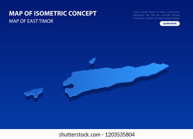 Vector modern isometric concept greeting Card map of East Timor on blue background illustration eps 10.