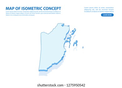 Vector modern isometric concept greeting Card map of Belize on blue background illustration eps 10.