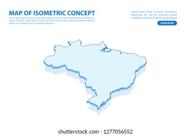 Vector modern isometric concept greeting Card map of Brazil on blue background illustration eps 10.