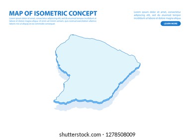 Vector modern isometric concept greeting Card map of French Guiana on blue background illustration eps 10.
