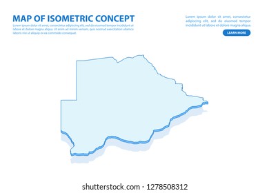 Vector modern isometric concept greeting Card map of Botswana on blue background illustration eps 10.