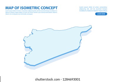 Vector modern isometric concept greeting Card map of Syria on blue background illustration eps 10.