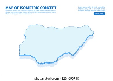 Vector modern isometric concept greeting Card map of Nigeria on blue background illustration eps 10.