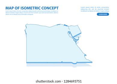 Vector modern isometric concept greeting Card map of Egypt on blue background illustration eps 10.