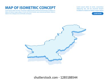 Vector modern isometric concept greeting Card map of Pakistan on blue background illustration eps 10.