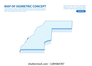 Vector modern isometric concept greeting Card map of Western Sahara on blue background illustration eps 10.