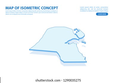 Vektor modernes isometrisches Konzept Grußkarte von Kuwait auf blauem Hintergrund Illustration eps 10.