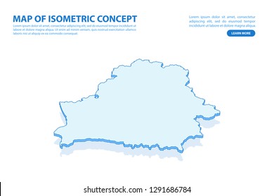 Vector modern isometric concept greeting Card map of Belarus on blue background illustration eps 10.